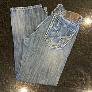 Rock & Roll denim jean. Double barrel straight leg/relaxed fit. Size 36/34